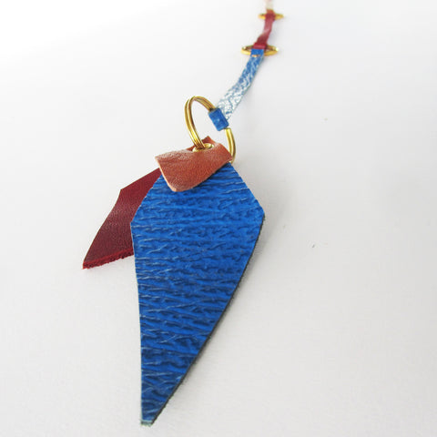 Blue / Red / Brown leather Keyfob