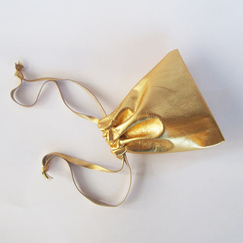 Golden Leather Gift Pouch