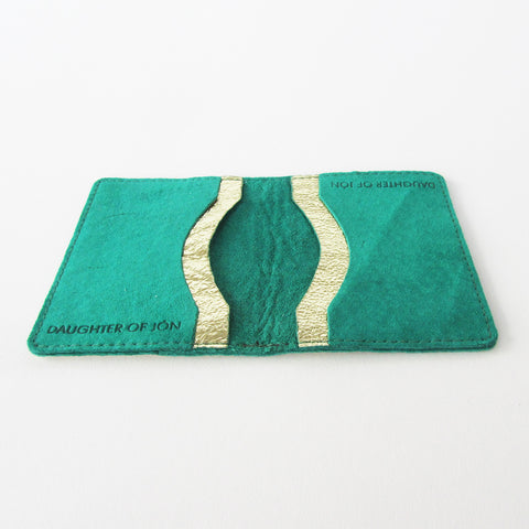 Green / Gold Leather Cardholder 4 slots