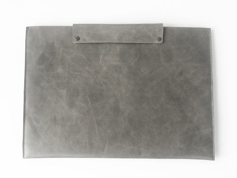 GREY LEATHER LAPTOP SLEEVE 13"