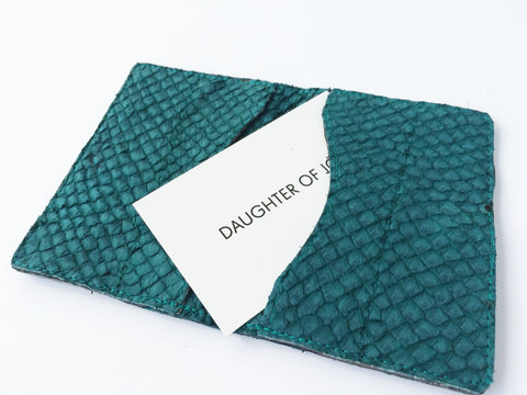 SEA GREEN FISH LEATHER CARDHOLDER
